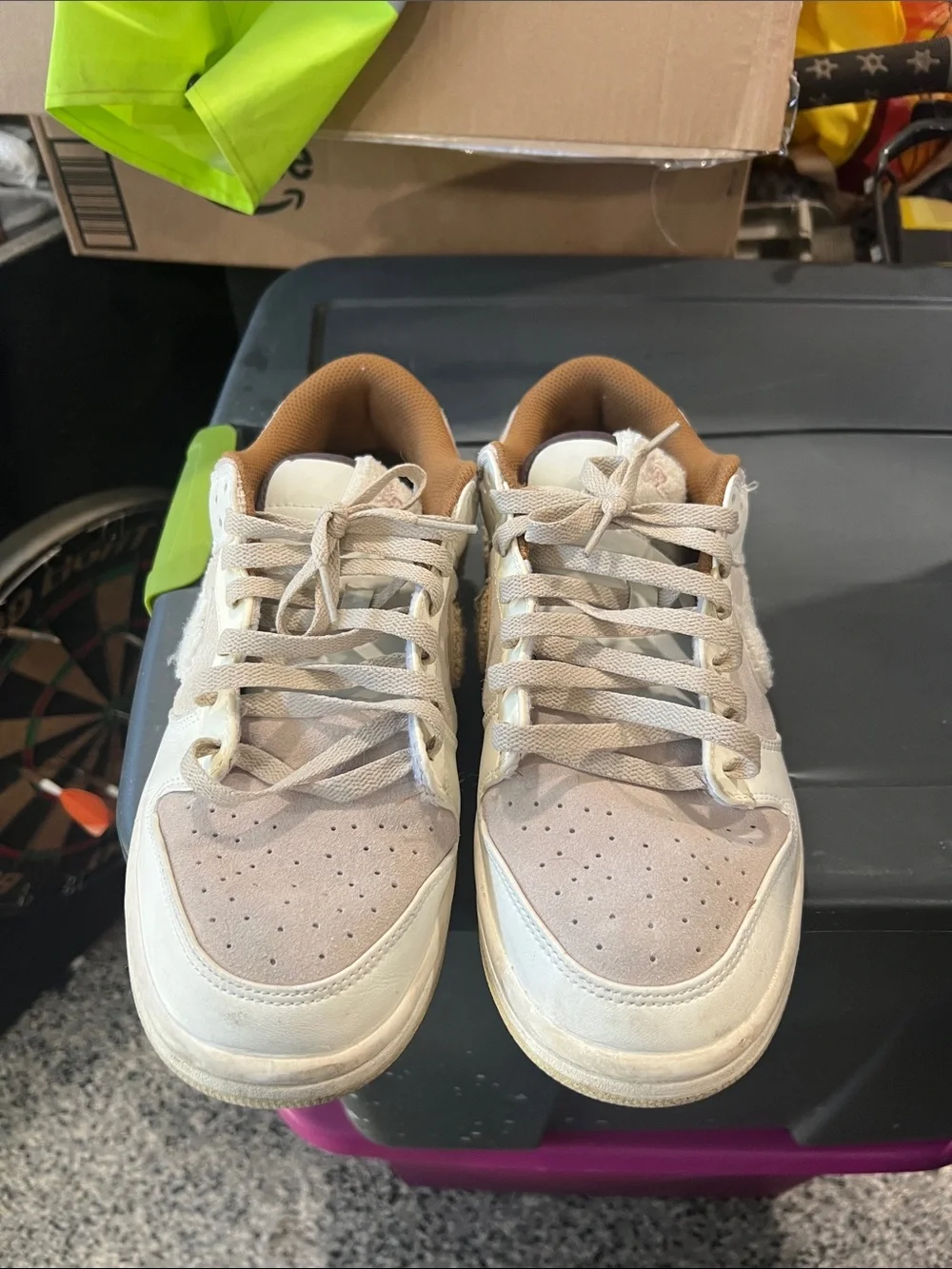 Nike Dunk Low-Top Sneakers in Beige and Cream